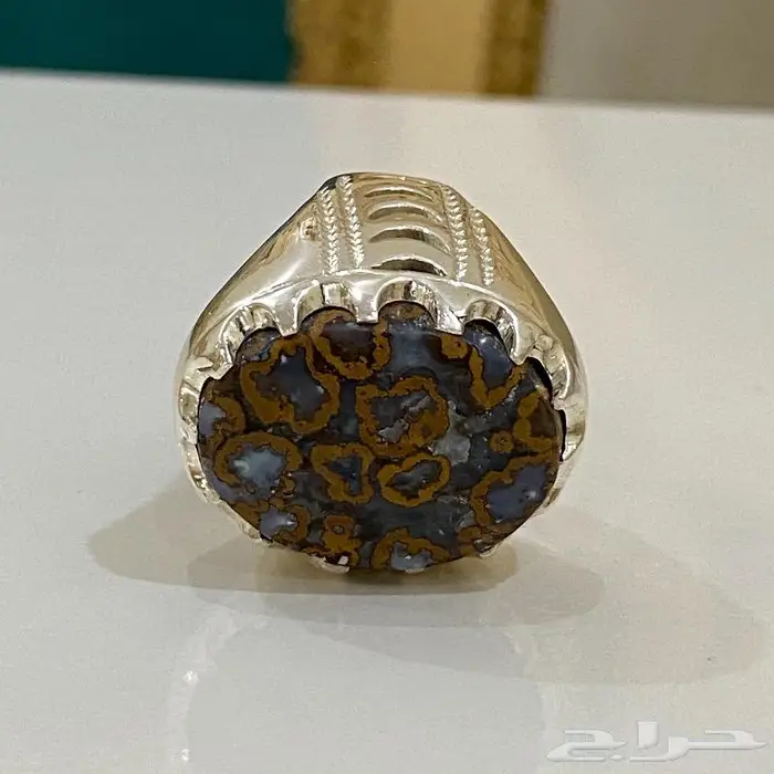 خاتم يماني جلد الافعى او جلد النمر طبيعي 9