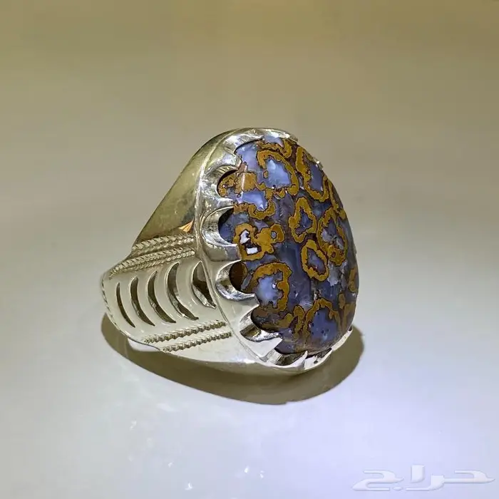 خاتم يماني جلد الافعى او جلد النمر طبيعي 10