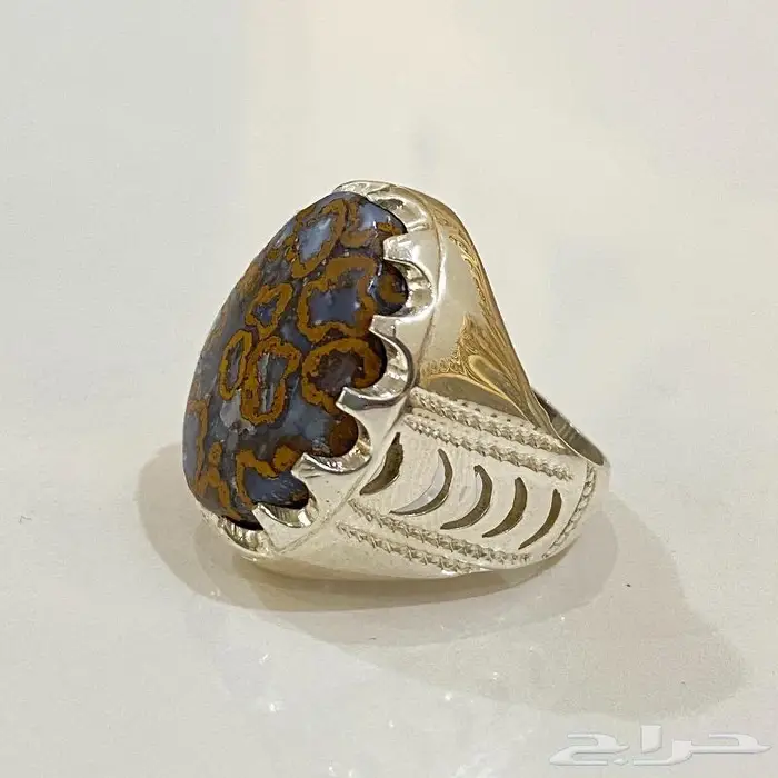 خاتم يماني جلد الافعى او جلد النمر طبيعي 8