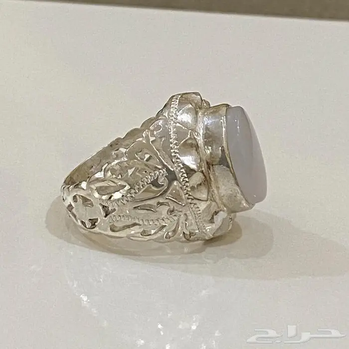 خاتم عقيق يماني ثلجي صافي صياغه فاخره 4