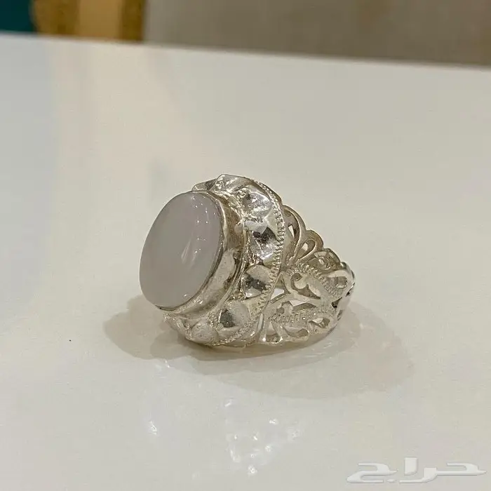 خاتم عقيق يماني ثلجي صافي صياغه فاخره 15