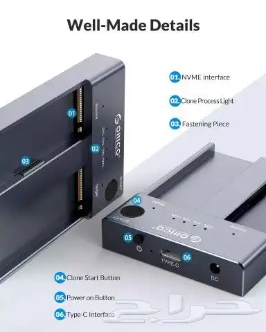 جهاز نسخ وقراءة ذواكر M2 SSD NVME M2 SATA 2