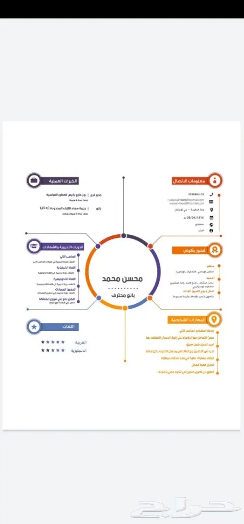 CV باللغتين ب30 عربي-انجليزي سيرة ذاتية 6