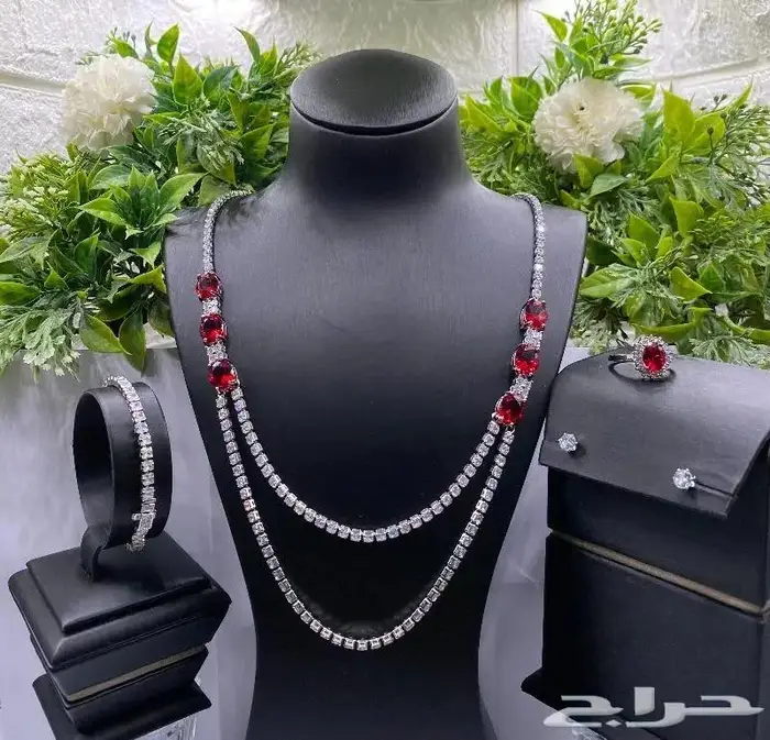 هدية مميزة طقم اكسسوار الزركون جودة عالية لمعة قوية لون فضة 0