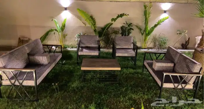 طقم كراسي خشب وحديد جلسات خارجية 0