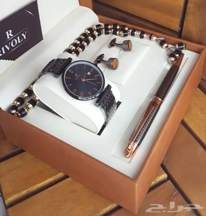 طقم ساعة رجالي ضمان سنه 14