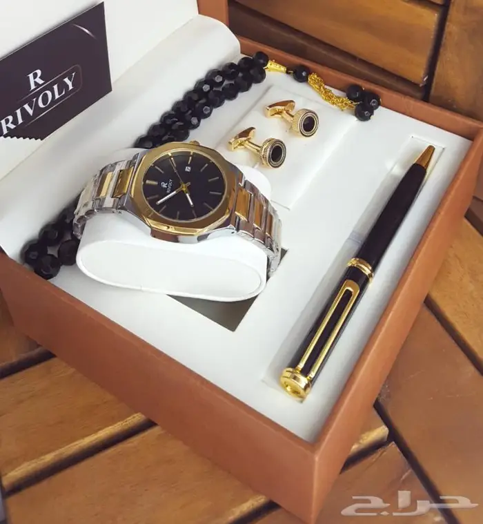 طقم ساعة رجالي ضمان سنه 1