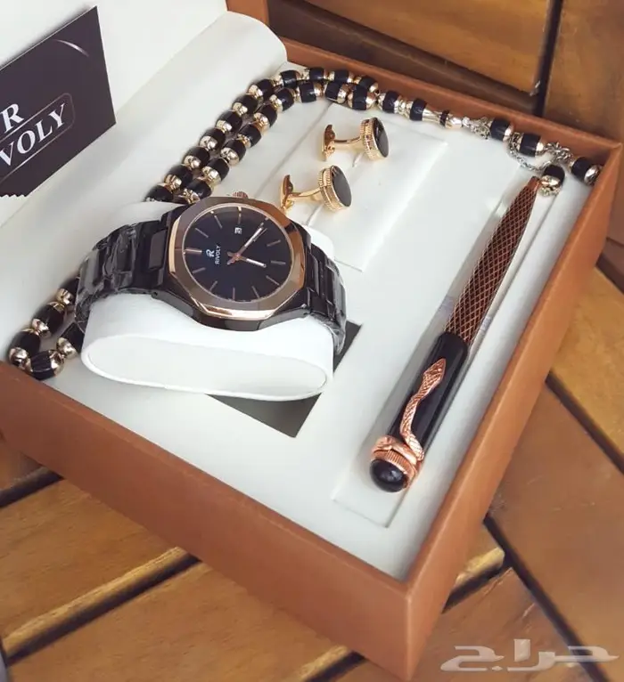 طقم ساعة رجالي ضمان سنه 0