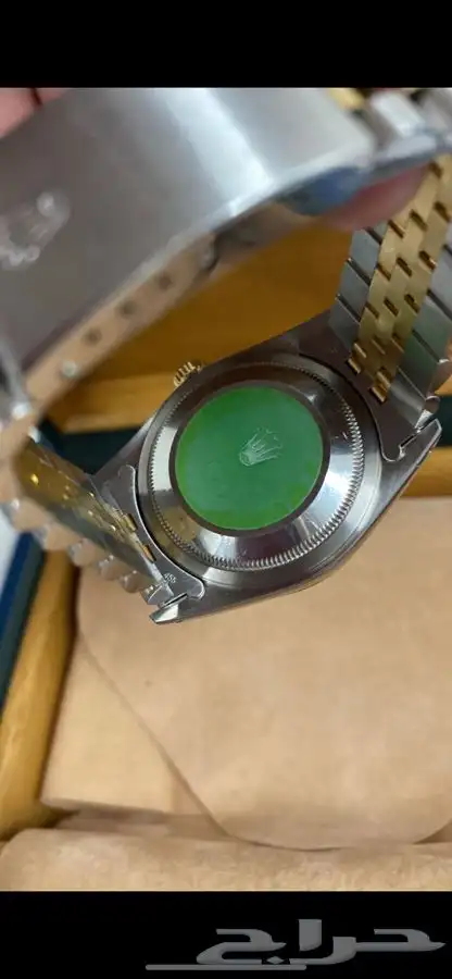 ساعة رولكس أصليه نظيفة مخزنه نص ذهب ونص ستيل قزاز كريستال 4