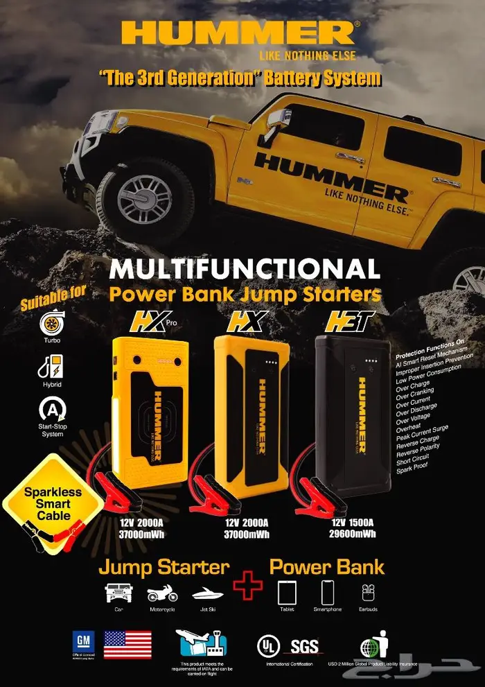 شاحن متنقل باور بانك همر Hummer لتشغيل السيارة 5