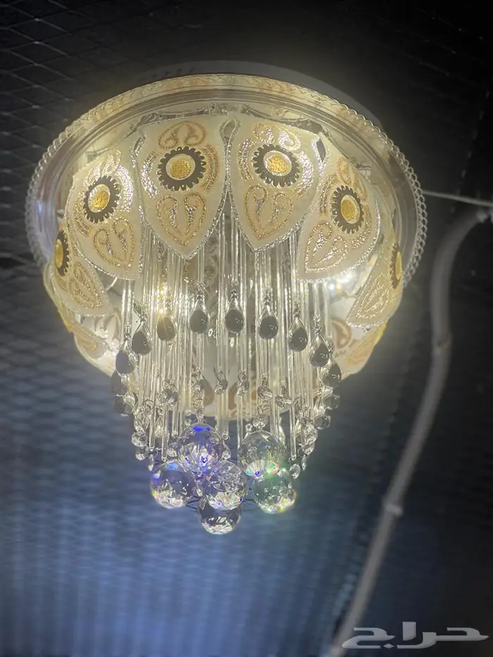 نجف ثريا لطش و كرستال ذهبي وفضي 3