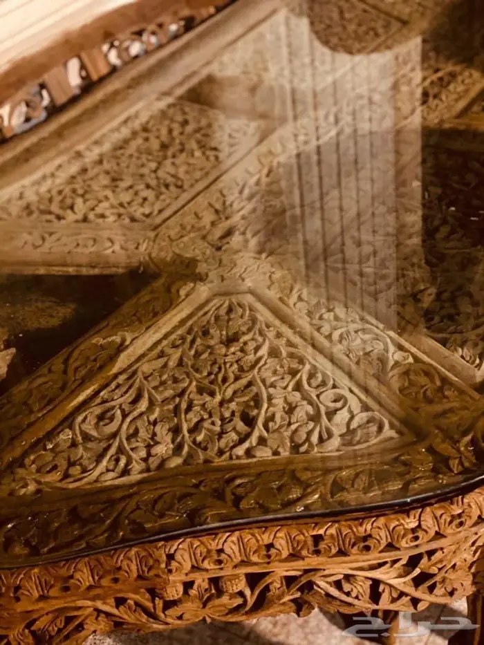 طاولة سفرة انتيك مع 6 كراسي حفر خشب (هاند ميد بالكامل ) 4