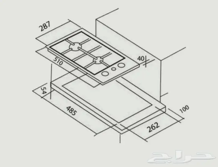 فرن سطحي 2 عين ايطالي سيراميك اسود 1