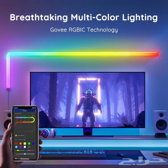 قوفي قلايد اضاءة جدارية تفاعلية 7 قطع Govee Glide RGBIC 3