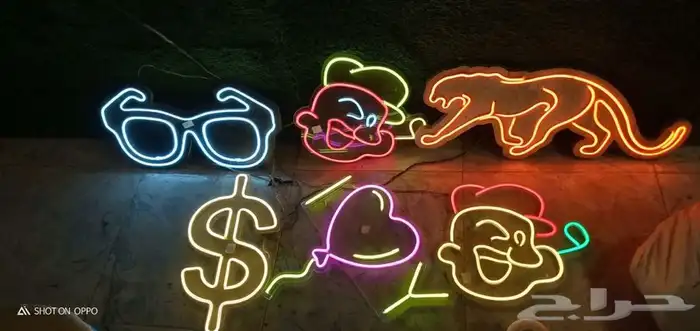 نيون ليد حروف بارزه زنكور استيل ذهبي استيل فضي باك لايت 4