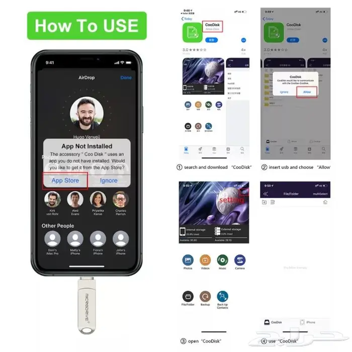 مفتاح فلاش USB مزدوج للايفون و الكمبيوتر 3