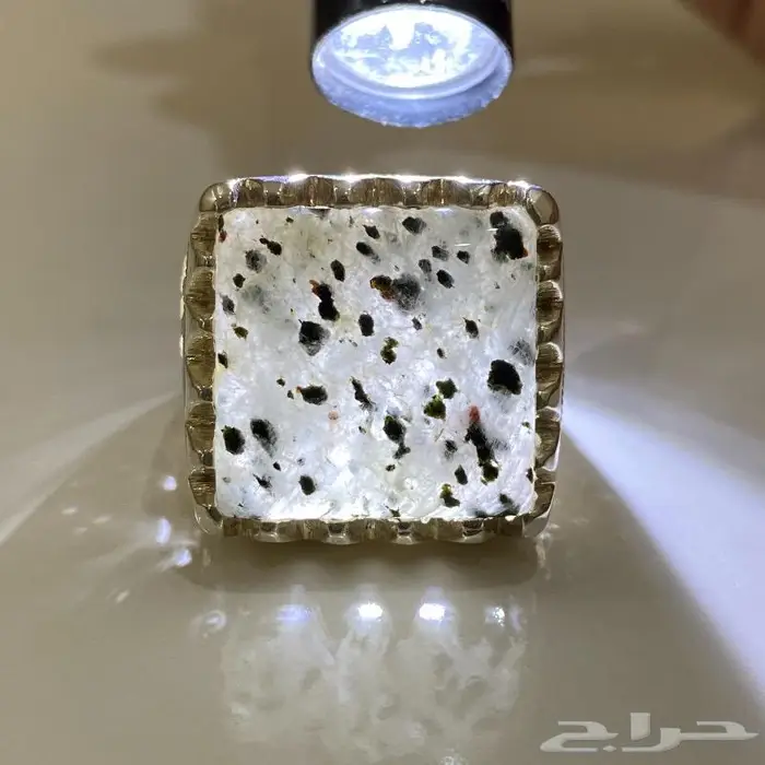 خاتم راهي مربع بحجر المراد الشفاف افريقي 9