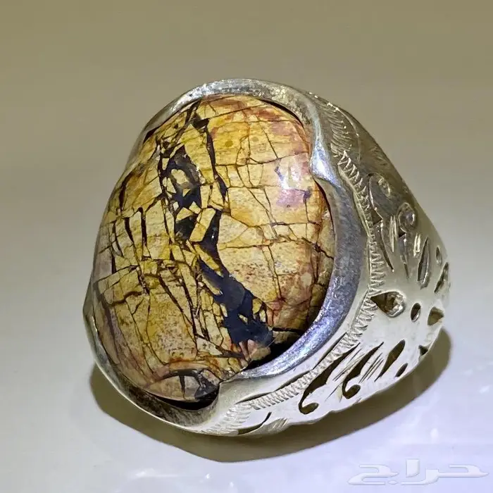 خاتم عقيق يماني خامة الملوك جزع خرائطي ملكي 0