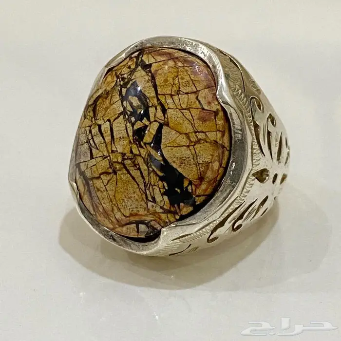 خاتم عقيق يماني خامة الملوك جزع خرائطي ملكي 6