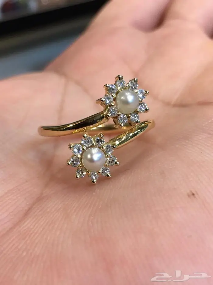 خاتم لؤلؤ والماس جميل 1