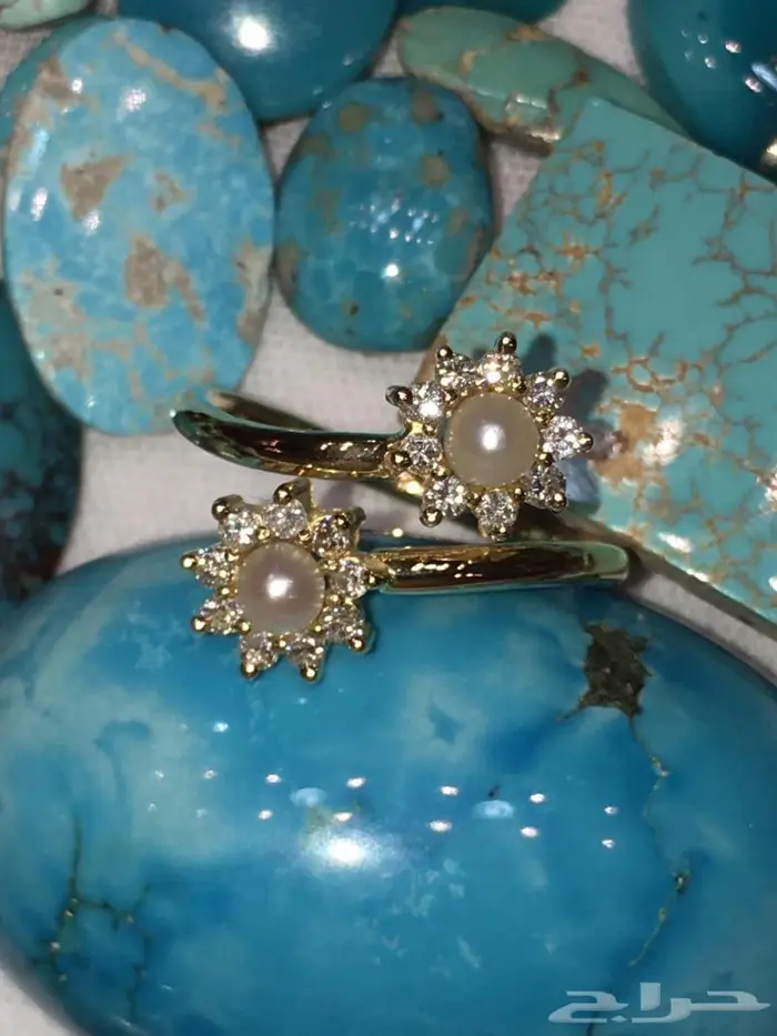 خاتم لؤلؤ والماس جميل 3