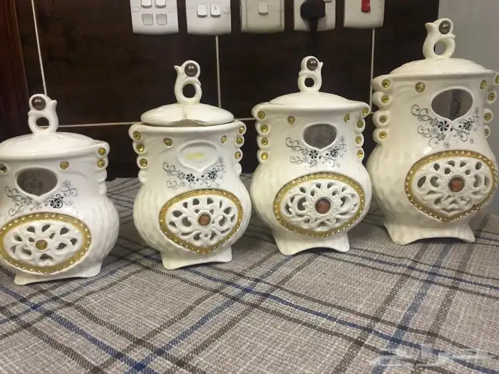 طقم علب شاهي وسكر وقهوه وهيل 4