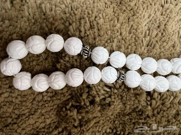 مسباح مرجان ابيض كركوشة فضة 1