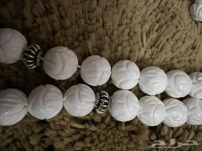 مسباح مرجان ابيض كركوشة فضة 4