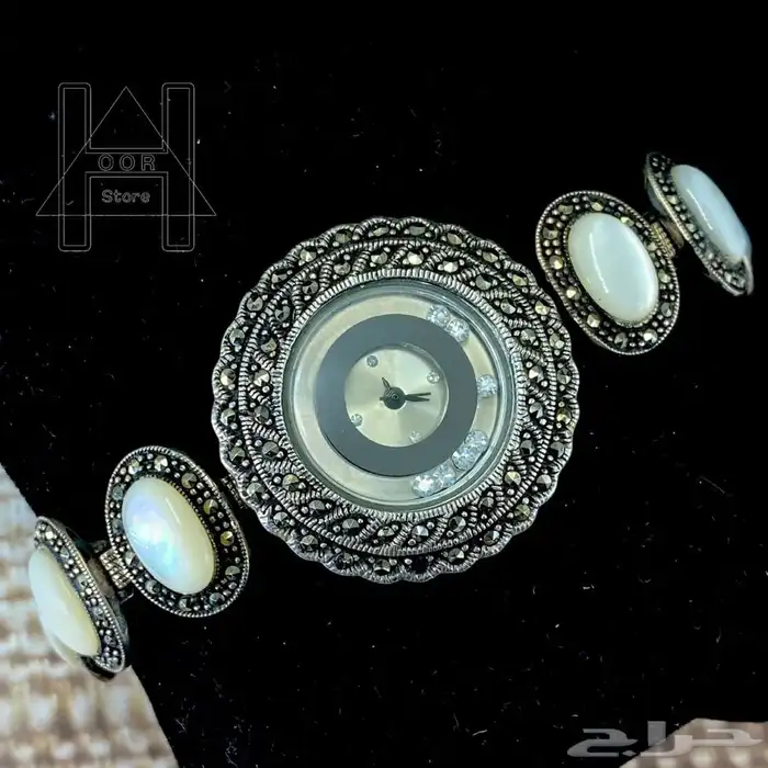 ساعة فضه (Silver) نسائي عيار 925 مطعمه بأحجار 0