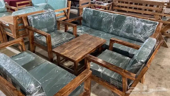 طقم كراسي خشب وحديد جلسات خارجية 19