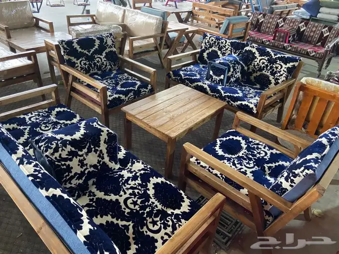 طقم كراسي خشب وحديد جلسات خارجية 37