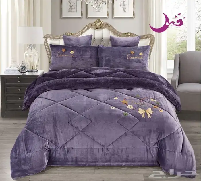 مفرش سرير 6 قطع نفرين شتوي مخمل فرو ب220 ريال 5