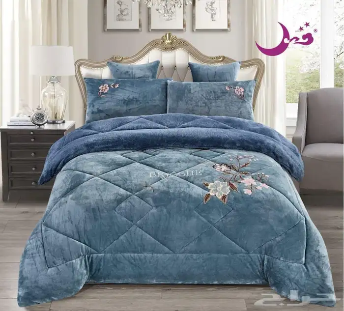 مفرش سرير 6 قطع نفرين شتوي مخمل فرو ب220 ريال 4