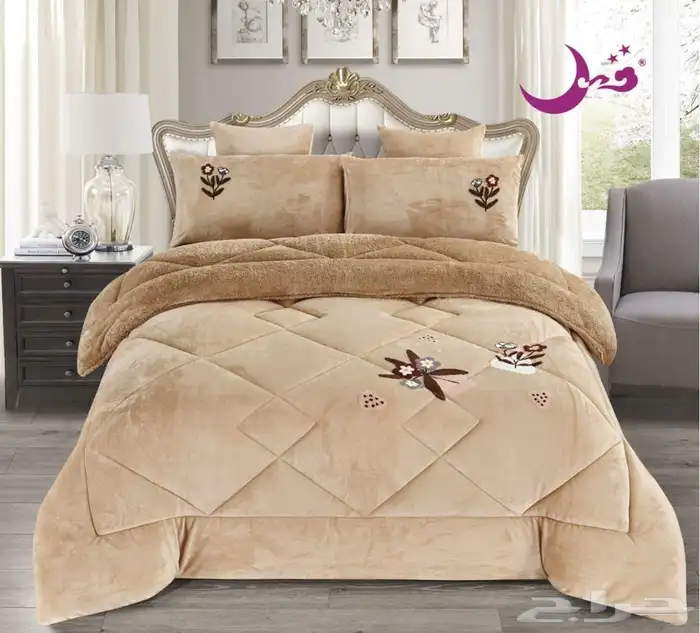 مفرش سرير 6 قطع نفرين شتوي مخمل فرو ب220 ريال 6