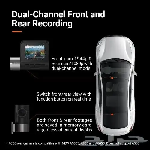 داش كام شاومي A500S كامره أمامية وخلفيه 70mai 19