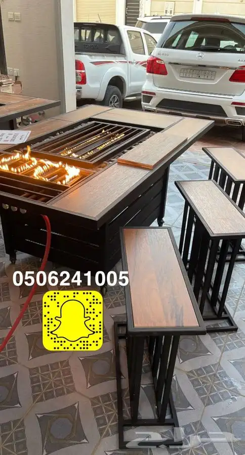 حامل اوسلة حطب مع شراع بمقاسات مختلفه   مدفئه حدايق وطاولات 39