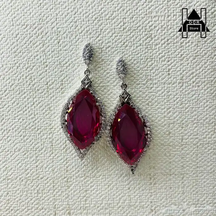 طقم فضه ( Silver ) عيار 925 ياقوت أحمر ملكي فاخر وزركون 100 2