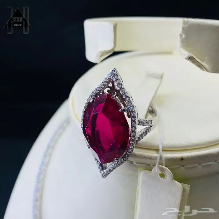 طقم فضه ( Silver ) عيار 925 ياقوت أحمر ملكي فاخر وزركون 100 3