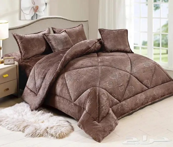 لحاف وجهين فرو على مخمل محفور 3