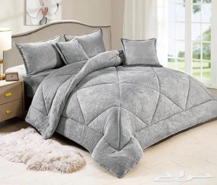 لحاف وجهين فرو على مخمل محفور 7