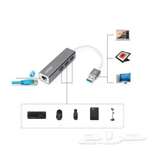 محول USB الى منافذ USB3.0 ومنفذ شبكة من Onten 4
