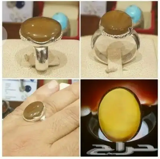 خواتم ملكيه عقيق يماني وتشكيله من الأحجار الكريمة فضه 925 9