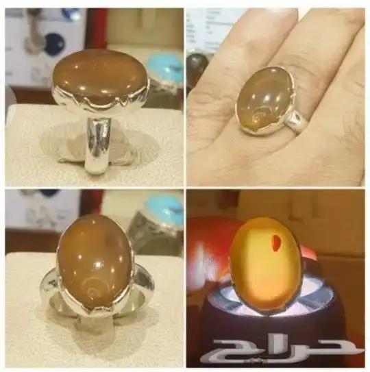 خواتم ملكيه عقيق يماني وتشكيله من الأحجار الكريمة فضه 925 10