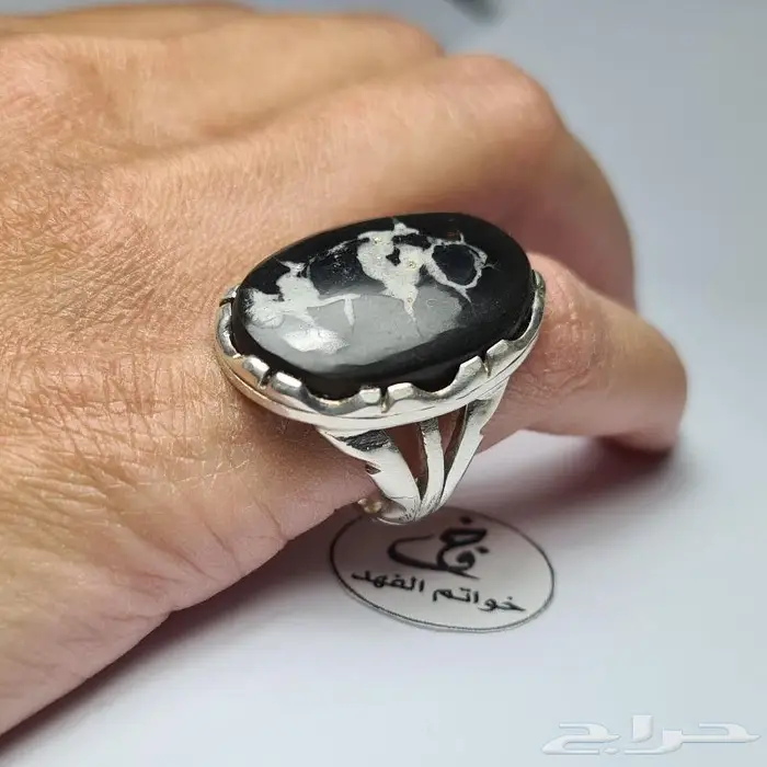 خاتم فضه نادر حجر جاسبر مصور شبح طبيعي 4