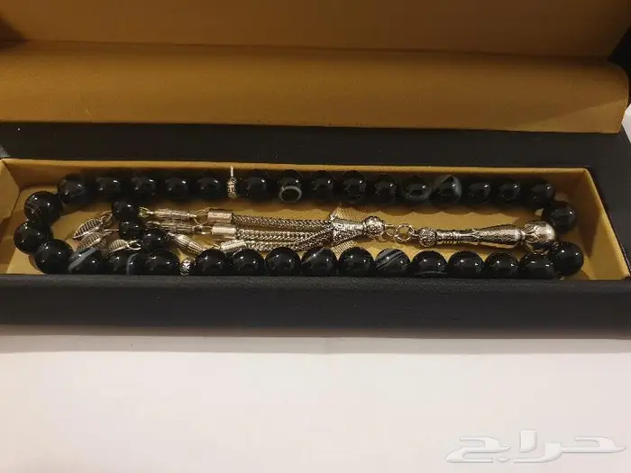 سبحة عقيق اسود فاخر 0