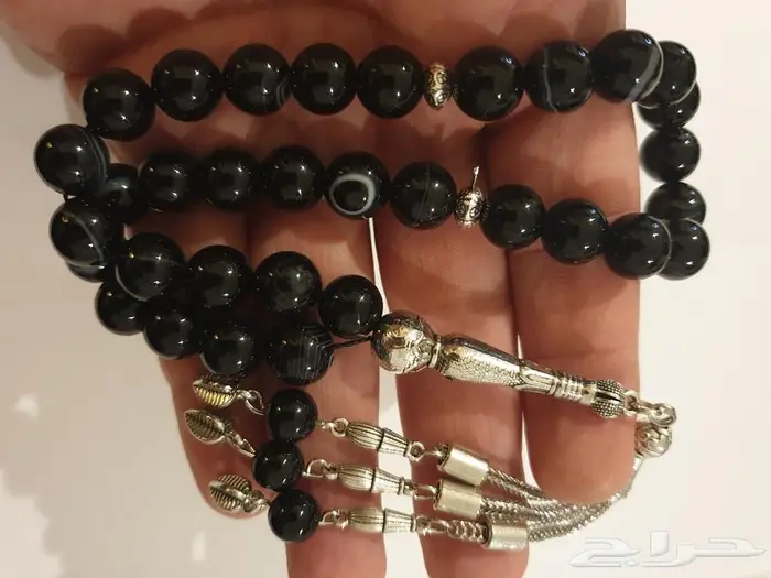 سبحة عقيق اسود فاخر 8