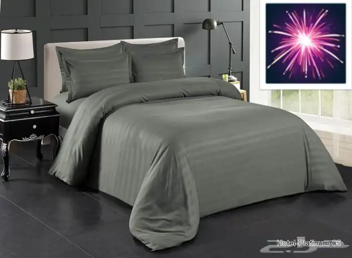 مفارش سرير فندقي مقلم 7 قطع ب250 ريال 2