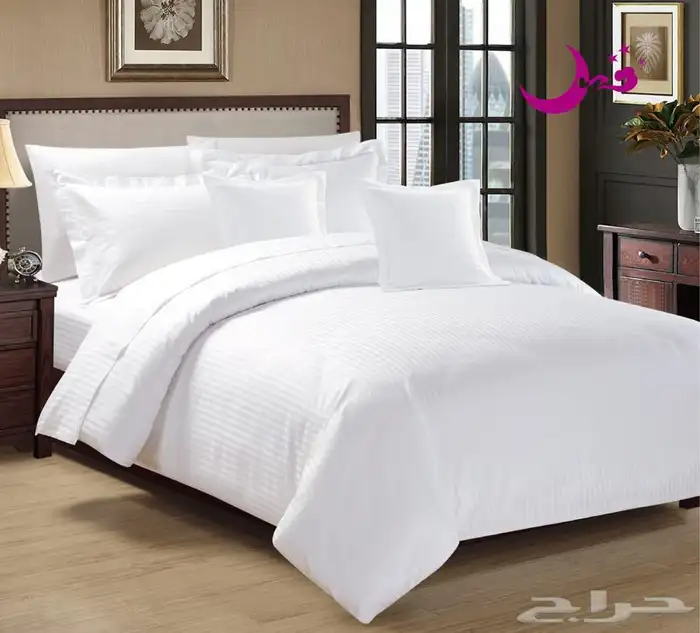 مفارش سرير فندقي مقلم 7 قطع ب250 ريال 5