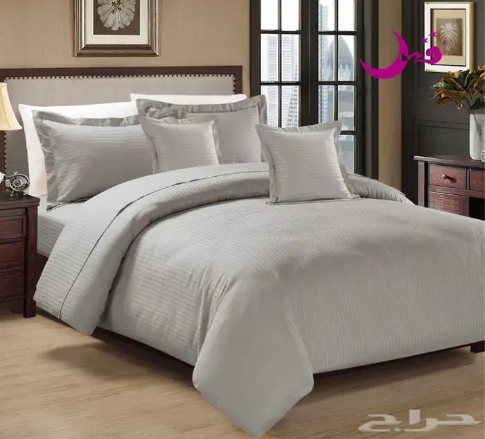 مفارش سرير فندقي مقلم 7 قطع ب250 ريال 8