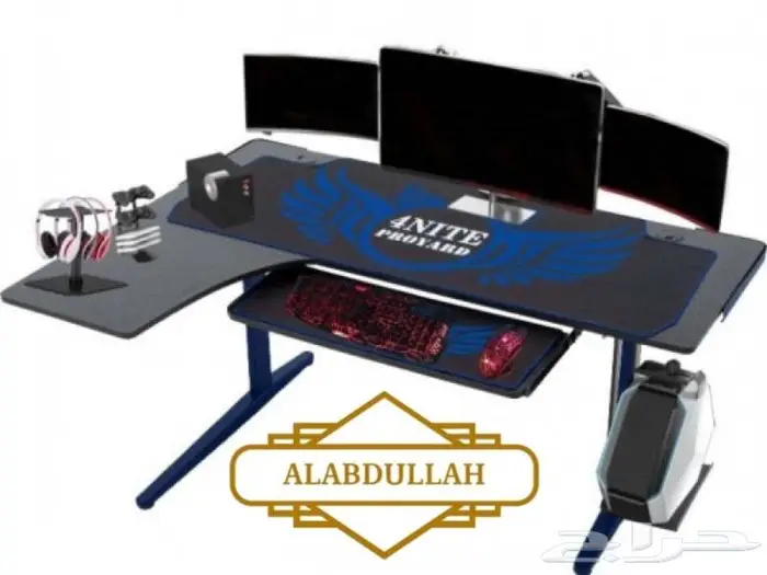 طاولة مكتبية بزاوية طولات قيمنق للكمبيوتر 3
